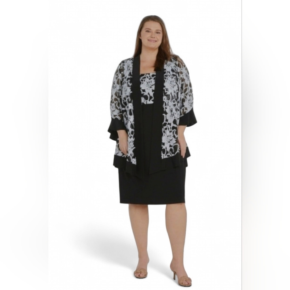 R&M RICHARDS NWT Sequin Floral Printed Jacket Dress